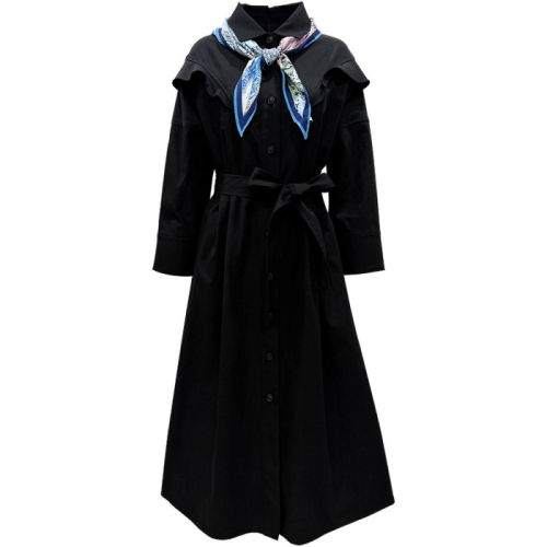 가오리핏 어깨 프릴 롱 원피스 XA0WD01OP0