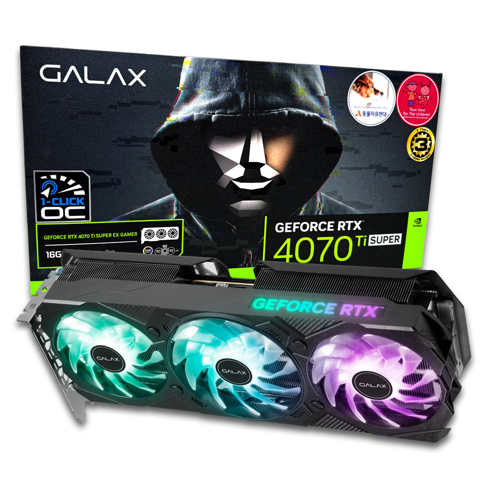 갤럭시 GALAX 지포스 RTX 4070 Ti SUPER EX GAMER BLACK OC D6X 16GB