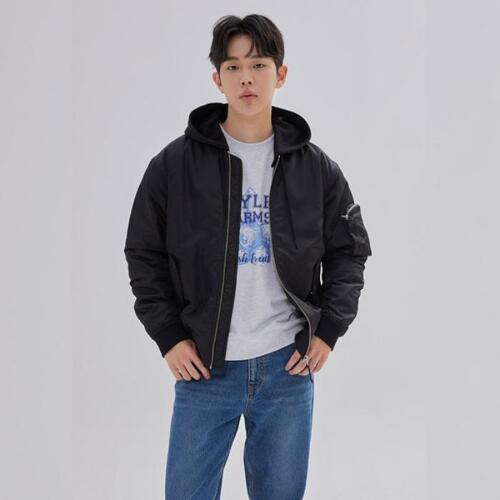  잠뱅이 후드 탈부착 항공점퍼 WN3WWU501-BK