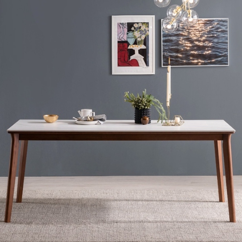 헤이미쉬홈 모리드 고무나무 원목 포세린 통세라믹 식탁 1800 (의자별도)_이미지