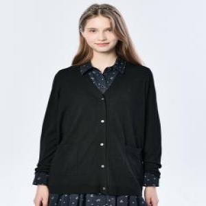 여성 홀가먼트 브이넥 울트라 파인 울 가디건 블랙 HSSW5AC16BK