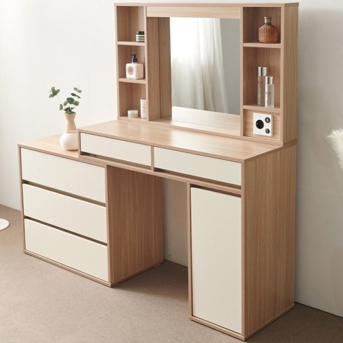 동서가구 피츠 이벨린 LED 확장형 수납 거울 화장대 1000_이미지