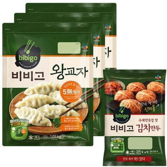 CJ제일제당 비비고 왕교자 1.05kg x 3개+수제만둣집 맛 김치만두 200g (1개)