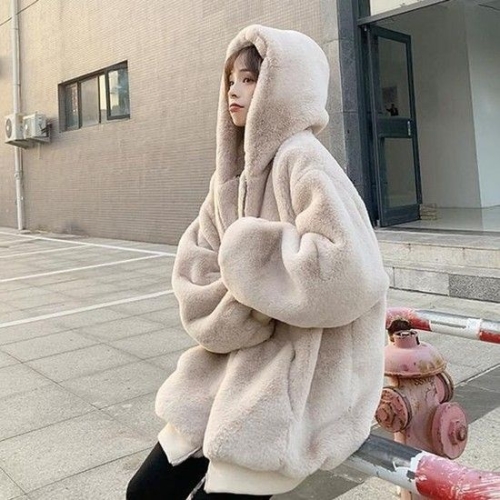 오노마 ONM 여성 점퍼 오버핏 페이크 후리스 밍크퍼 후드 집 41323404_이미지