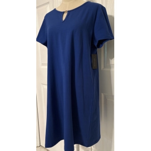 타미 블루 드레스 XL 골드 메탈 로고 악센트 코튼 블렌드 이지 케어 4603317