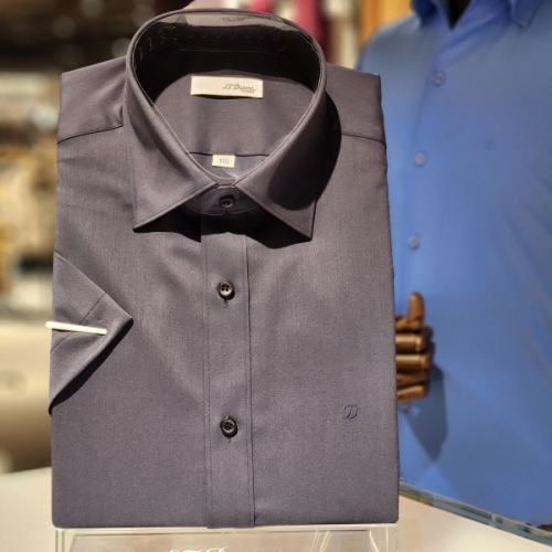 ST듀퐁 셔츠 SE4MM21HS303SGY 구김이 적은 스트레치 그레이 반팔 슬_이미지