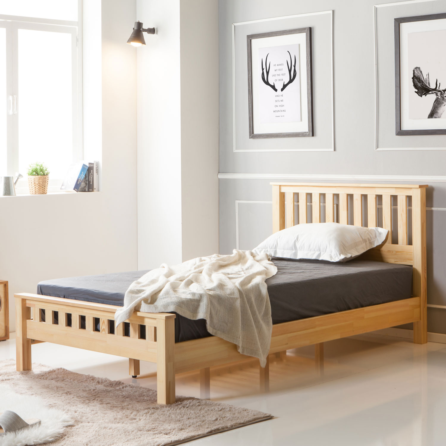 알파침대 자이나 레드파인 원목침대 SS (매트별도)