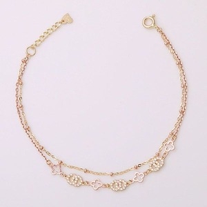 14K 희망별자리  gold 플라멩고 골드 로즈골드 두줄 체인 금 팔찌 W4C1465