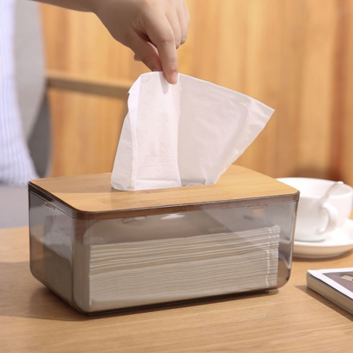 우드 블랙 투명 냅킨 티슈케이스 대형