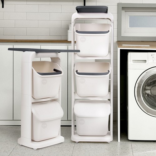 올리빙 도트 빨래 바구니 건조대 3단