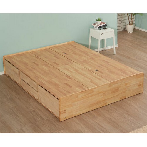 라자가구 위드 팀버 원목 4서랍 침대 Q (본넬스프링)_이미지