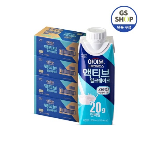 일동후디스 하이뮨 프로틴 밸런스 액티브 밀크쉐이크 제로 250ml (72개)
