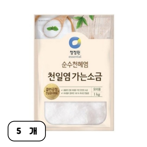 청정원 천일염 가는소금 1kg (5개)_이미지