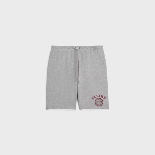 셀린느 블라종 루즈 쇼츠 코튼 플리스 그레이 멜란지 버건디 RP00N670Q.09BA_이미지