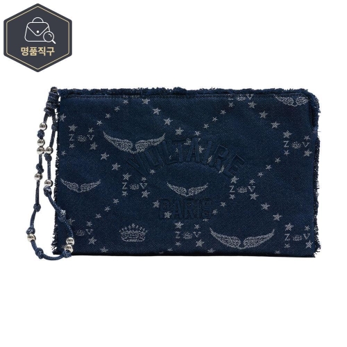 쟈딕앤볼테르 쟈딕 앤 볼테르 엔젤 클러치 백 ZADIG VOLTAIRE 코튼 블루 B0731917782