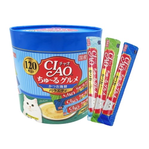 이나바 캣 챠오츄르 구루메 가다랑어&해산물 버라이어티 SC-212 1680g (14g x 120p)