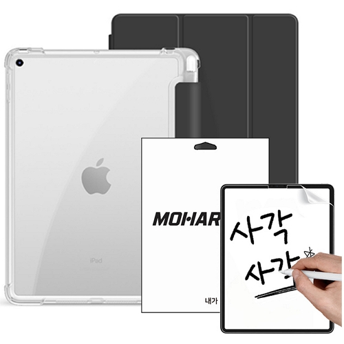 모할랩  iPad 10세대 클리어 애플펜슬 수납홀더 케이스+종이질감 액정보호필름