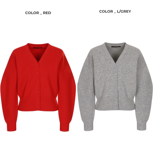 여성 소매 볼륨 브이넥 가디건 OK4XD234