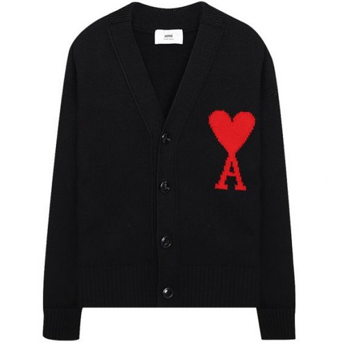 AMI 하트 인타르시아 버진 울 오버사이즈 가디건 BFUKC002 018 (009, 블랙)_이미지