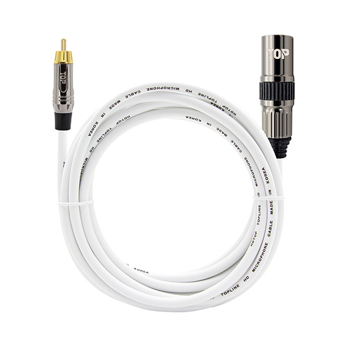 탑라인에이치디 HDTOP RCA to XLR MM 메탈화이트 케이블 (2m, HT-TP3655)_이미지