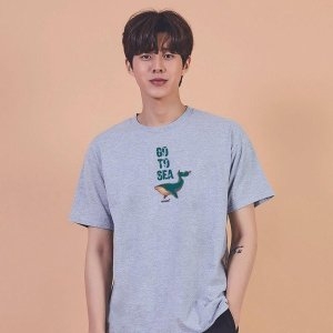 바다 갈매기 배 오버핏티셔츠 캐릭터반팔티 W6B665F