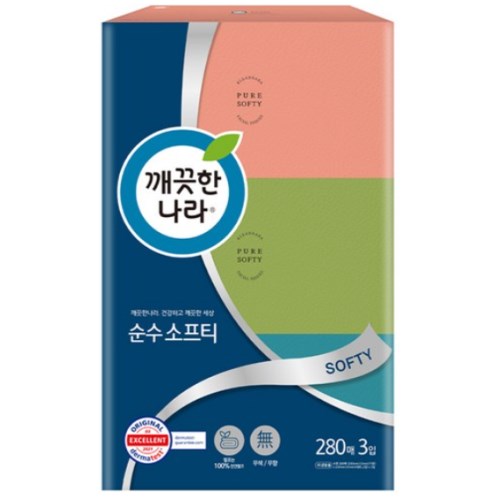 깨끗한나라 순수 소프티 미용티슈 280매 (3입)이미지입니다. 누르면 해당 게시물로 새창이동합니다.