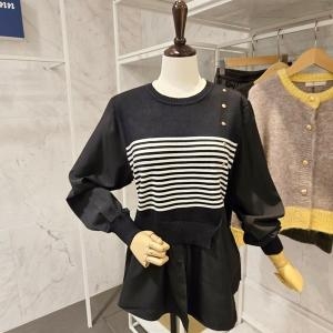 페이지플린 줄무늬니트 배색 블라우스 F5ABL500A_이미지