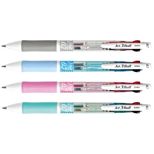 자바펜 제트3볼 0.7 다색펜 4p 하양 하늘 분홍 민트 1세트_이미지