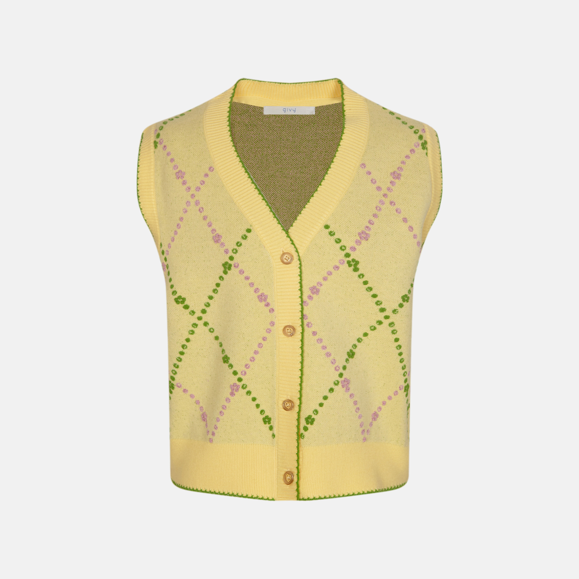 기비 다이아아몬드 패턴 니트 베스트 GY26S4FRV1651