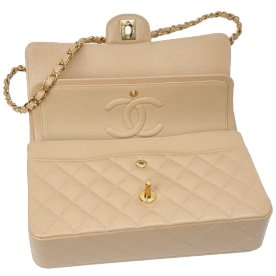 샤넬 클래식 캐비어 플랩백 미듐 베이지 A01112 Y01864 21209_이미지