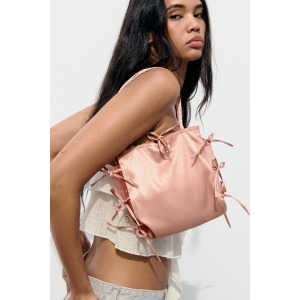 자라 새틴 쇼퍼백 백 BOWS 컬러 핑크 2160189_이미지