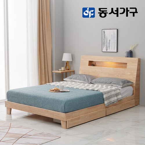 동서가구 오니 보나 원목 서랍 LED침대 Q (독립스프링)_이미지