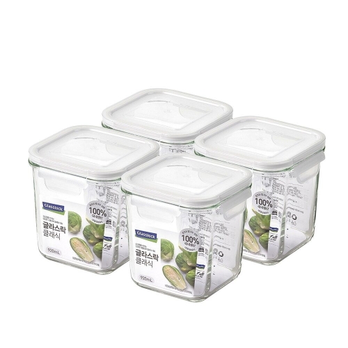 글라스락 클래식 화이트에디션 정사각 도어포켓 920ml (4개)_이미지