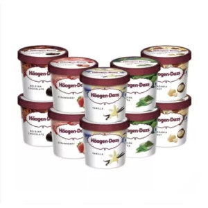 하겐다즈 미니컵 100ml 10개 바닐라 2개 + 벨지안초콜릿 2개 + 딸기 2개 + 마카다미아넛 2개