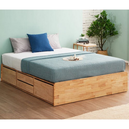 라자가구 위드 팀버 원목 4서랍 침대 Q (독립스프링)_이미지