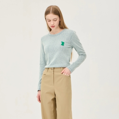 베네통 바니 패치 골조직 긴팔 티셔츠_BATSA5611_이미지