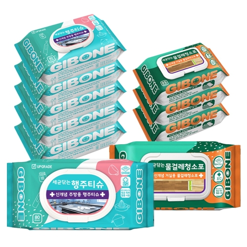 세균닦는 행주티슈 캡형 80매 6팩 + 물걸레청소포 25매 6팩