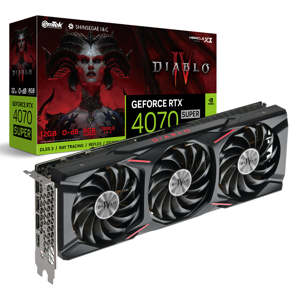 이엠텍 지포스 RTX 4070 SUPER MIRACLE X3 디아블로4 D6X 12GB_이미지
