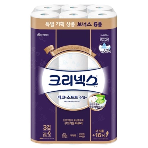 유한킴벌리 크리넥스 데코 앤 소프트 수딩플러스 25m (30롤)