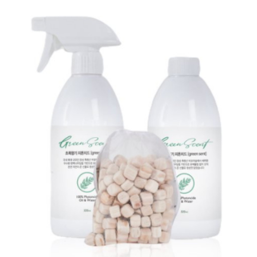 트라맥스 초록향기 피톤치드 스프레이 500ml + 리필 500ml + 방향주머니 (1세트)_이미지