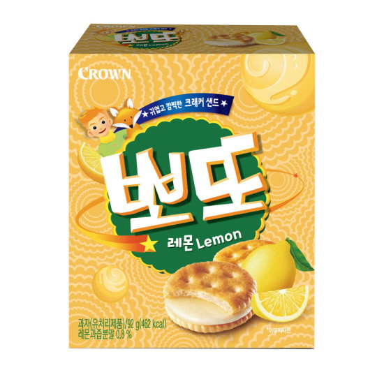 크라운 뽀또 크래커 샌드 레몬 92g 6개