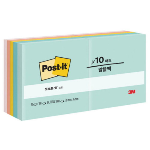 3M 포스트잇 컬러팩 노트 654-10AP 알뜰팩 비치사이드 카페 (1개)_이미지
