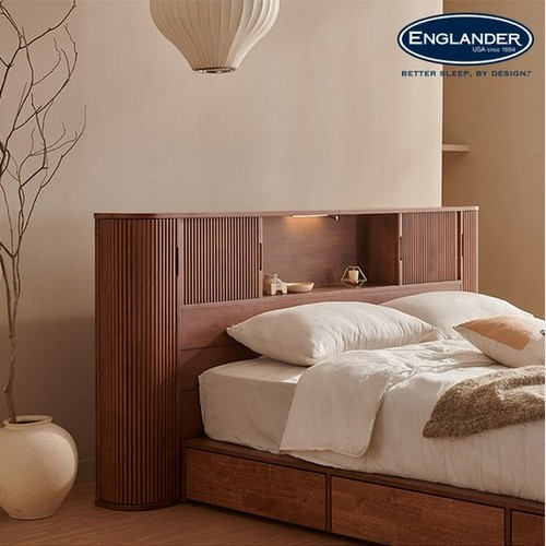 잉글랜더 웨스트 원목 템바보드 수납 LED침대 Q (Sweet스탠다드필로우탑본넬)_이미지