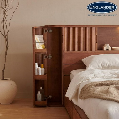 잉글랜더 웨스트 원목 템바보드 수납 LED침대 Q (Sweet스탠다드필로우탑본넬)_이미지