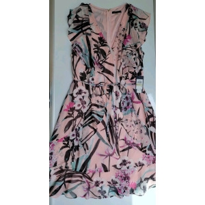 타미 여성 드레스 사이즈 14 플로위 플로럴 쉬폰 브이넥 지퍼 4606290_이미지