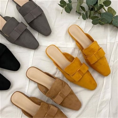 짝꿍닷컴 긴사각코 깔끔리본 포인트 뮬 블로퍼 RJ-r97039