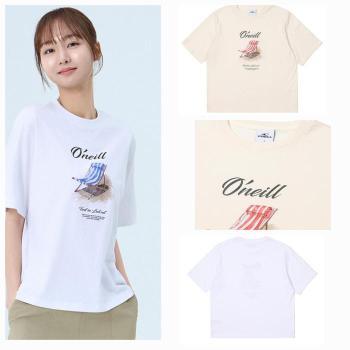오닐 O-2 MG01 모델착장 여성루즈핏 그래픽 반팔티 비치 체어 반팔 티셔츠 OWTR S33132852