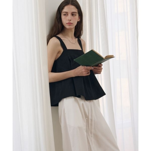 드로우핏 DRAW FIT DRAWFIT WOMEN 모데라토 플리츠 코튼 슬리브리스 블라우스 BLACK DFWMSH5201BK 463.._이미지