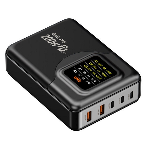 아임커머스 UM2 PD PPS 200W 5포트 GaN 접지형 충전기 GAN2-LCD220W (거치대미포함)_이미지