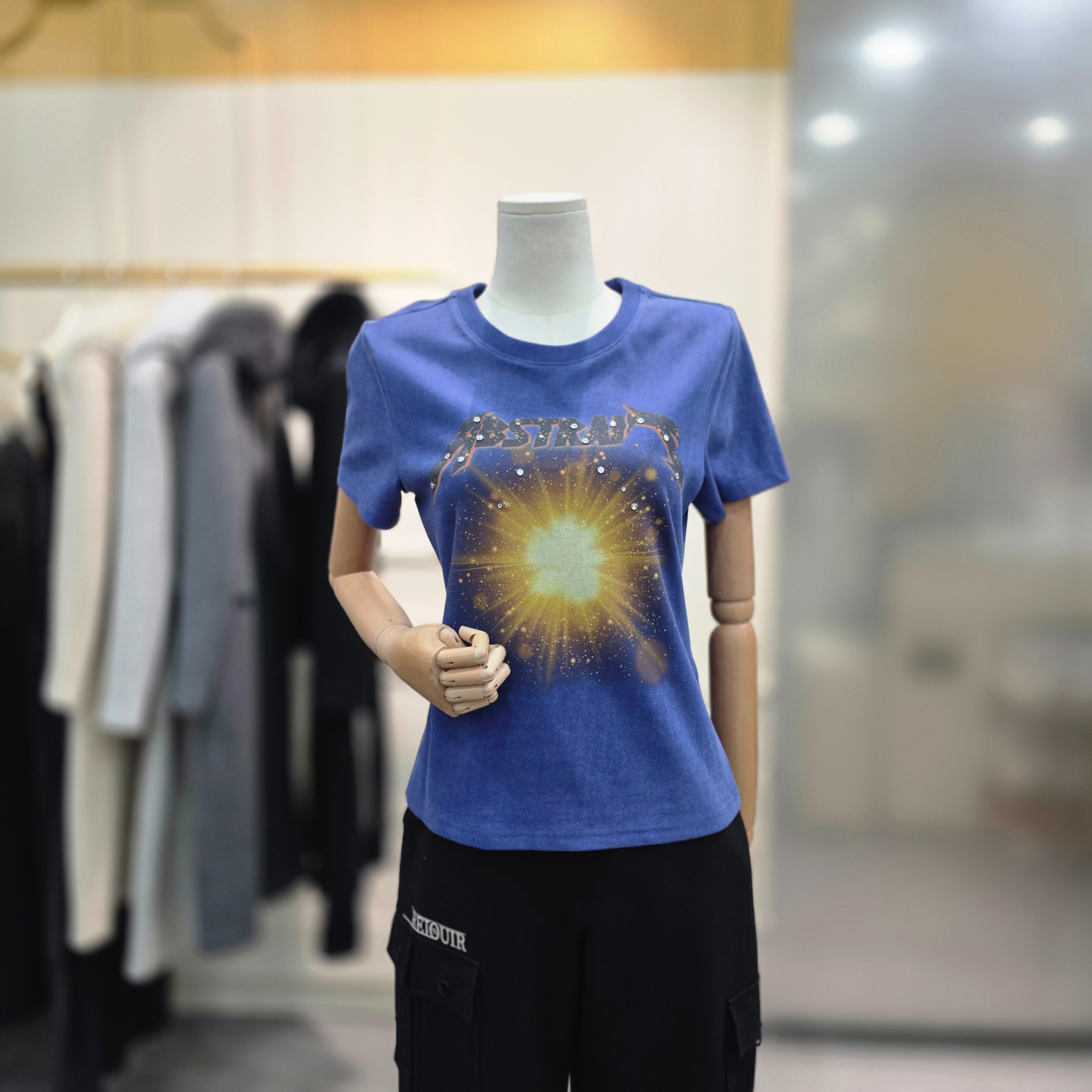 에고이스트 프린팅 포인트 삼각트임 반소매 티셔츠 ER1CH260BL_CA 630683_ER1CH260BL_이미지